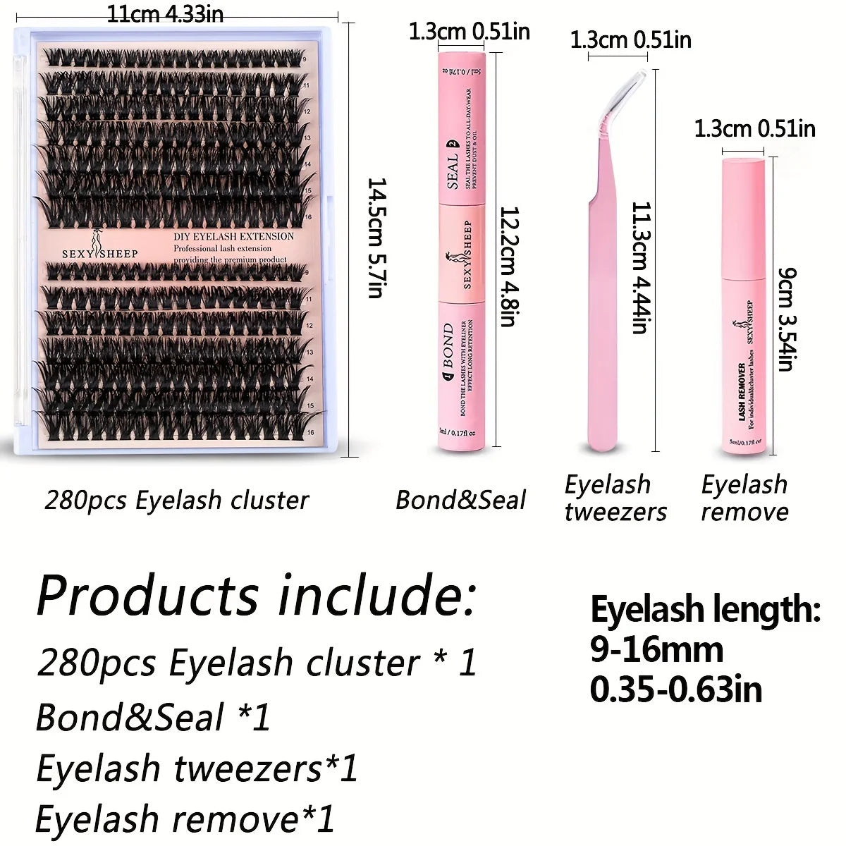 An enchanting and long-lasting look with this complete eyelash extension kit