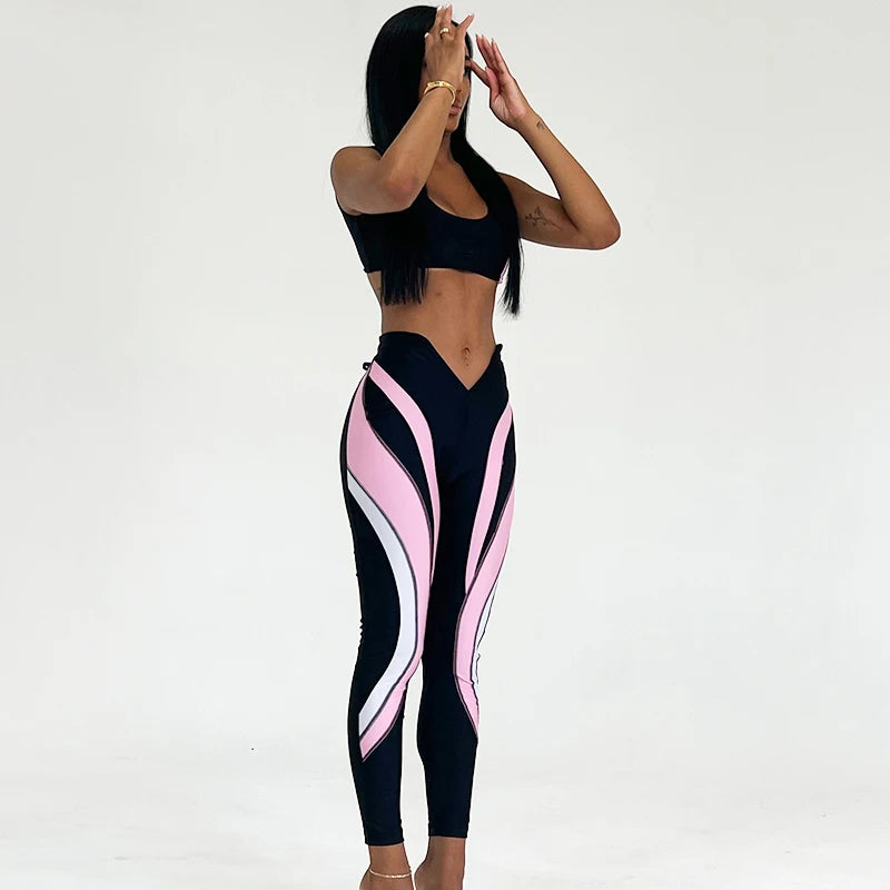 Elevate your athleisure game with CUTENOVA's Autumn And Winter Clashing Stripe Printed Sports Casual Pants, featuring a trendy Y2K design, skinny fit, and adjustable drawstring waist for ultimate comfort and style.