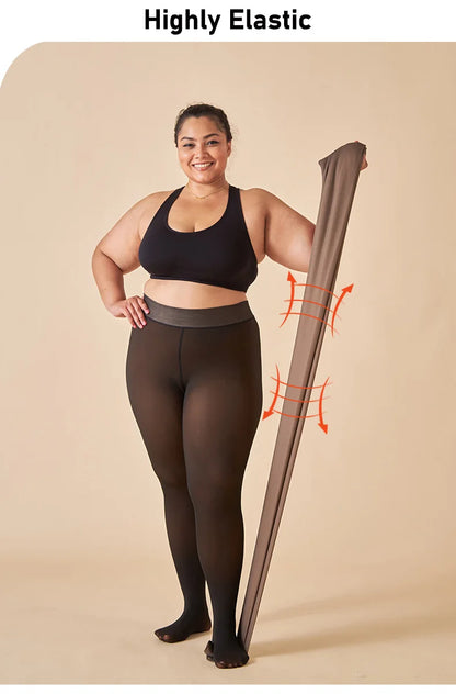 Discover our plus-size fleece tights for women, offering warmth, comfort, and style to face winter with elegance.